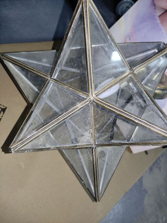 Lamparillas de estría antiguo de latón y cristal