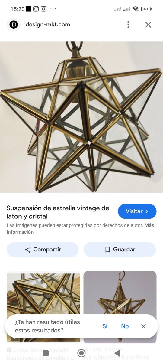 Lamparillas de estría antiguo de latón y cristal