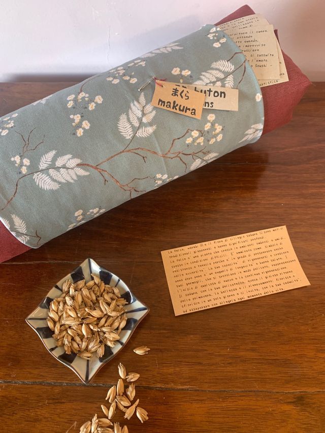 Makura cuscino giapponese con felce e ciliegio