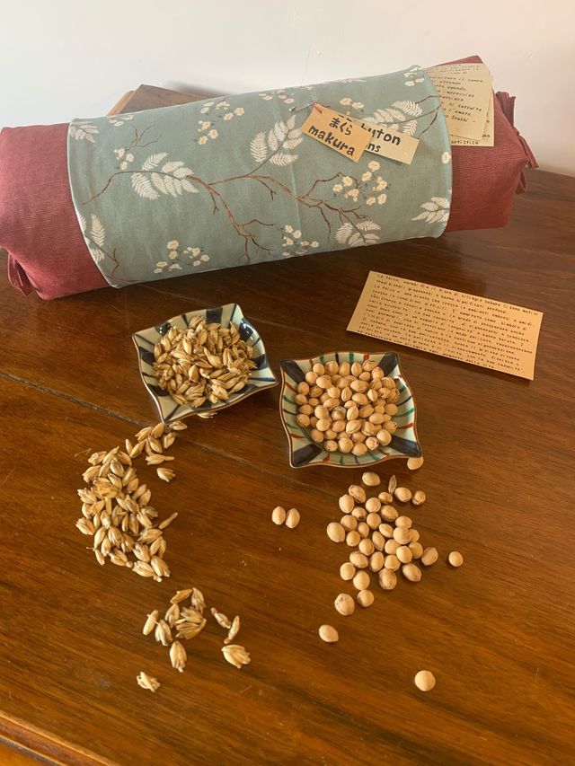 Makura cuscino giapponese con felce e ciliegio