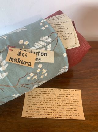 Makura cuscino giapponese con felce e ciliegio