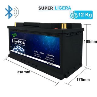 Batería Litio LiFePo4 100Ah autocaravana Bluetooth