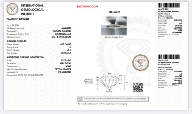 Diamante Natural 0.50ct H-VS2 IGI