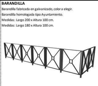 Barandilla /valla para terraza homologada