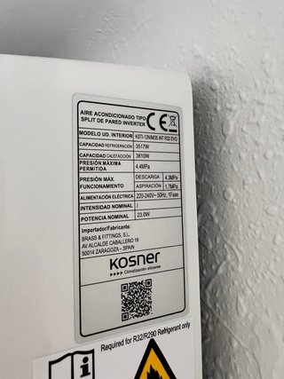 SPLIT PARED INVERTER R32 KOSNER KSTI 12N