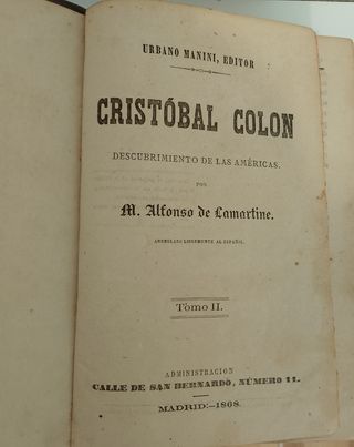 2 Libros antiguos 1868 Cristóbal Colón