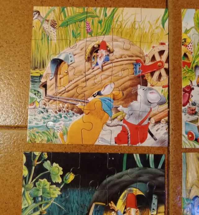 Lote de 7 puzzles infantis gnomos e animais