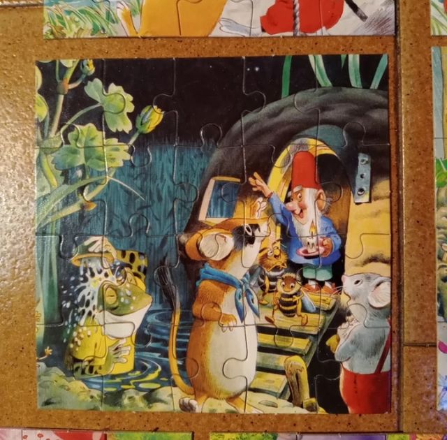 Lote de 7 puzzles infantis gnomos e animais
