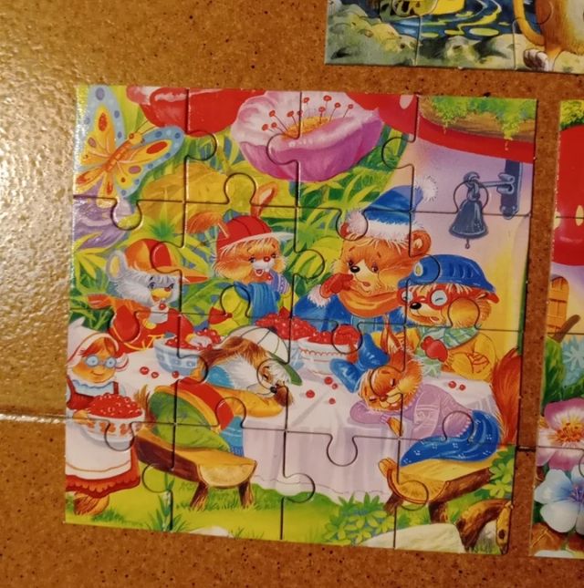 Lote de 7 puzzles infantis gnomos e animais