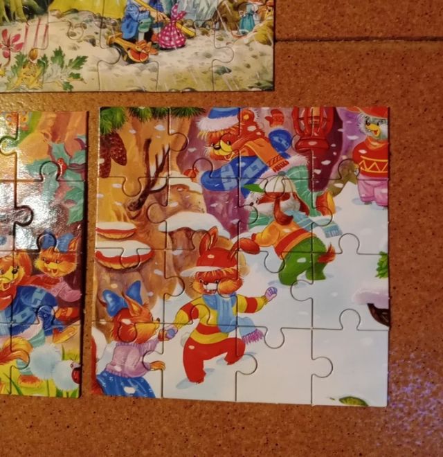 Lote de 7 puzzles infantis gnomos e animais