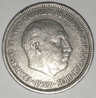 (#2)Moneda Franco de 5 pesetas 1957 *62