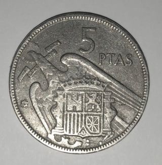 (#2)Moneda Franco de 5 pesetas 1957 *62