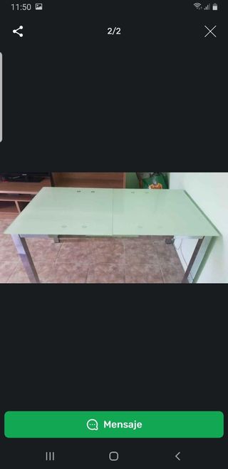Mesa salón acero extensible 