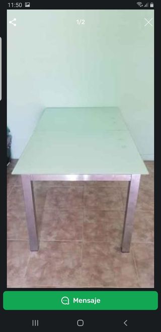 Mesa salón acero extensible 
