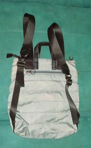 REBAJAS BOLSO/MOCHILA AZUL GRISACEA/CORREAS NEGRAS