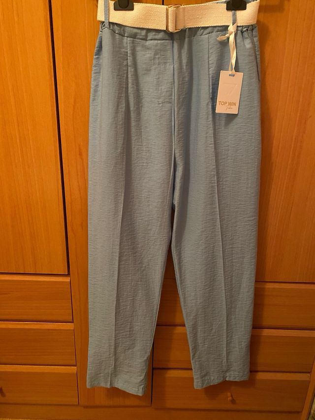 Pantalón recto lino / viscosa dama t.M nuevo