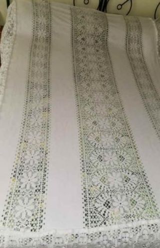 Antigua colcha de ganchillo 196 x 271 cm