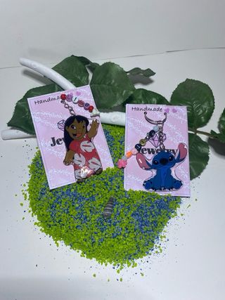 2 portachiavi in resina lilo e stitch fatti a mano