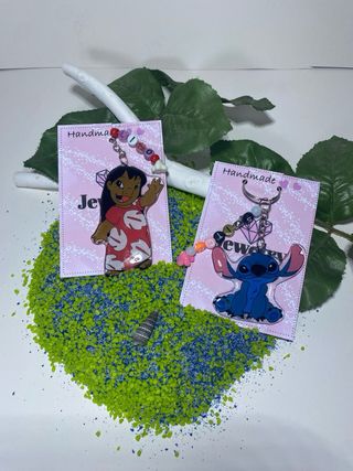 2 portachiavi in resina lilo e stitch fatti a mano