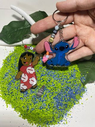 2 portachiavi in resina lilo e stitch fatti a mano
