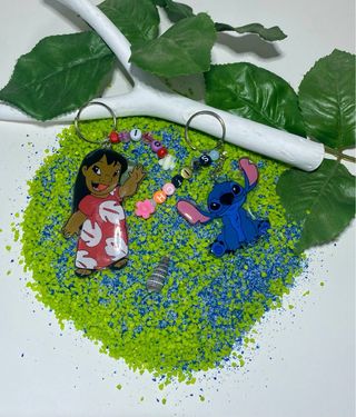 2 portachiavi in resina lilo e stitch fatti a mano