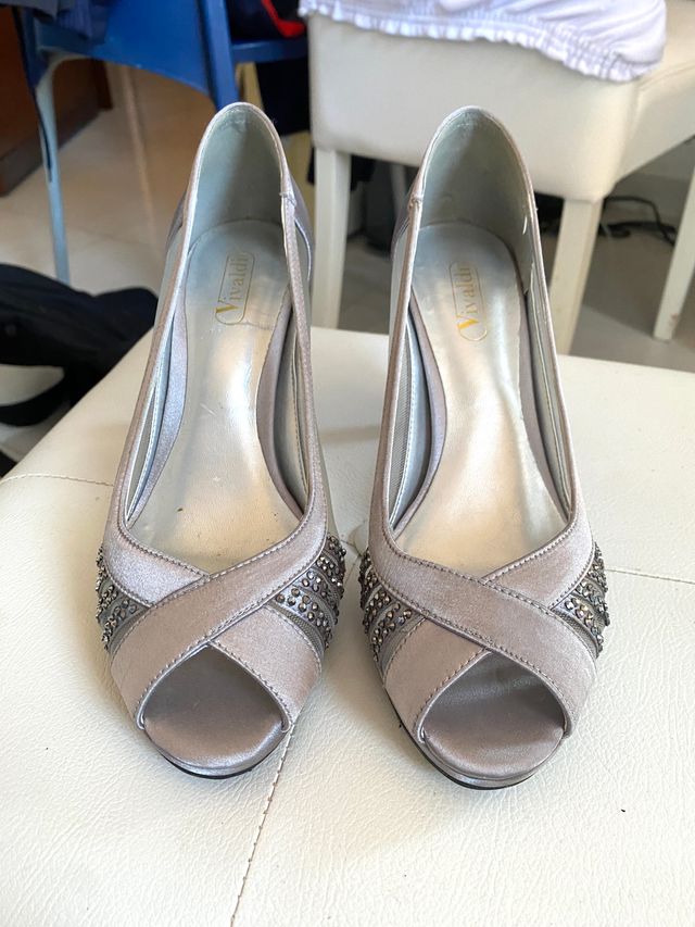 Vivaldi scarpe eleganti tacchi argento grigi 37