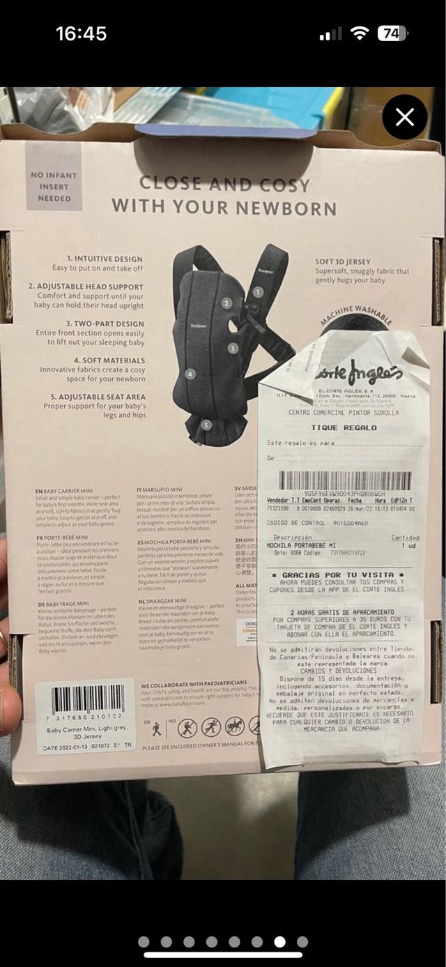 Porteo mochila baby bjorn