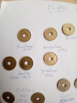 Monedas 25 pesetas antiguas colección