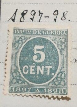 Sello España 5 cts 1897/98 color verde. Nuevo