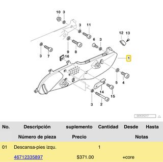 Placa porta estriberas BMW R 1150 RT