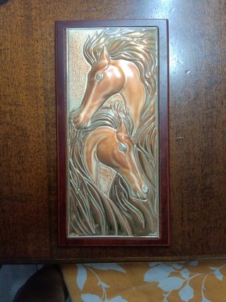 Quadro placcato argento con cavalli