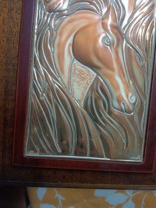 Quadro placcato argento con cavalli
