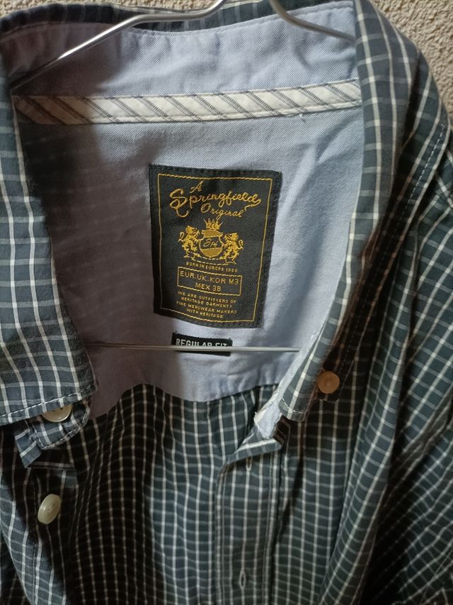 Camisa cuadros blancos y negra l marino