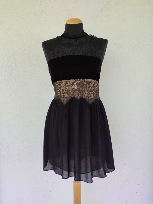 Vestito Elegante Pizzo Velluto