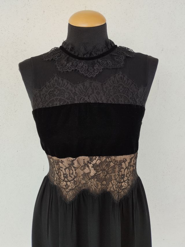 Vestito Elegante Pizzo Velluto