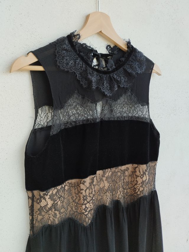 Vestito Elegante Pizzo Velluto