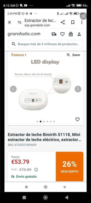 Saca leche Extractor  Birmith NUEVO