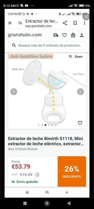 Saca leche Extractor  Birmith NUEVO