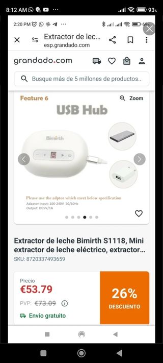 Saca leche Extractor  Birmith NUEVO