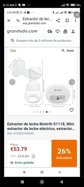 Saca leche Extractor  Birmith NUEVO