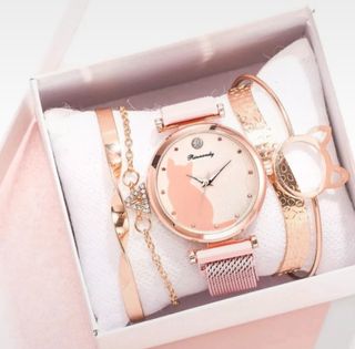 Reloj de mujer gato + pulseras