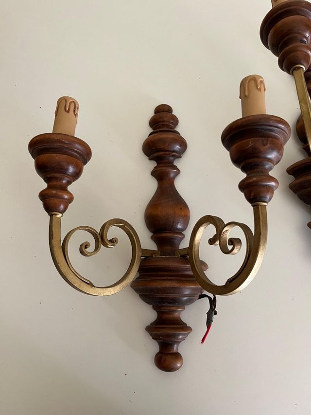 Florenz lamp/appliques in legno noce 