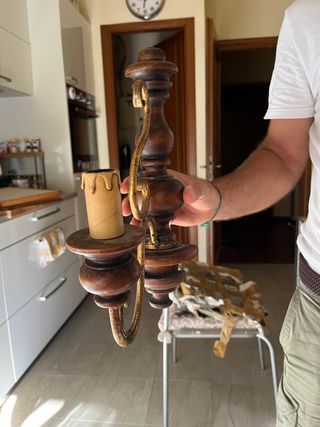 Florenz lamp/appliques in legno noce 