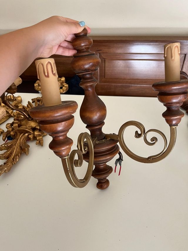 Florenz lamp/appliques in legno noce 