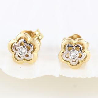 Pendientes flor oro con diamantes