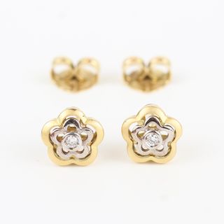 Pendientes flor oro con diamantes