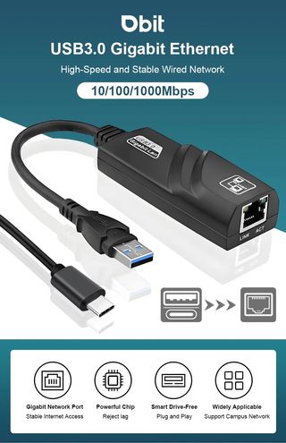 Adaptador de red Lan RJ45 a usb C