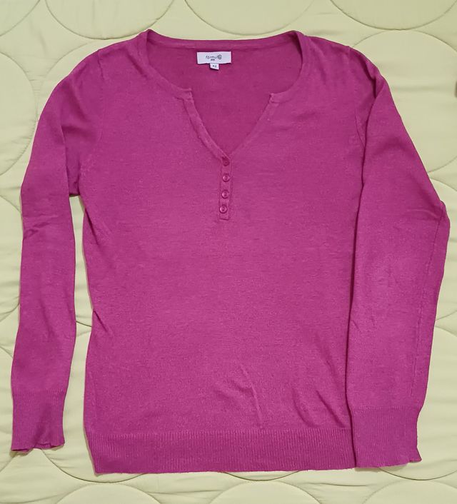 Jersey de lana fina rosa oscuro