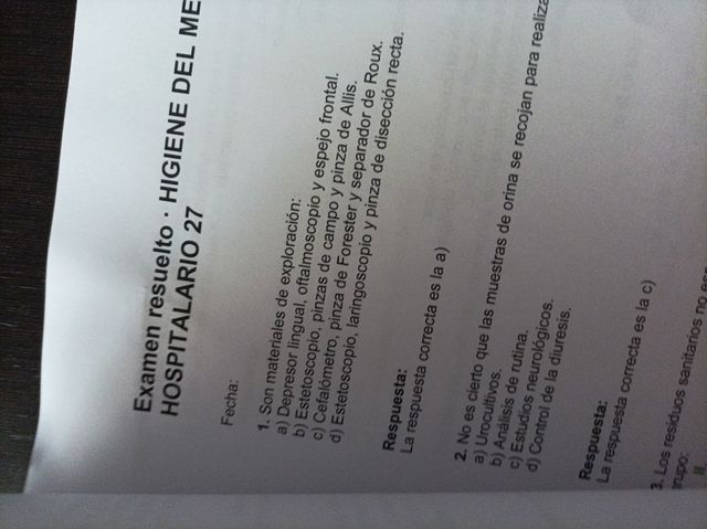 Test y libro higiene del paciente 