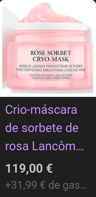LANCOME ROSE SORBET CRYO MASK 50ML. ENVI de segunda mano por 39